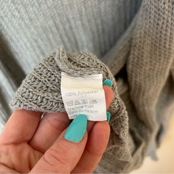 SHEIN Gray Oversized Open Knit Long Cardigan Sweater Women’s Size Small - Picture 6 of 8